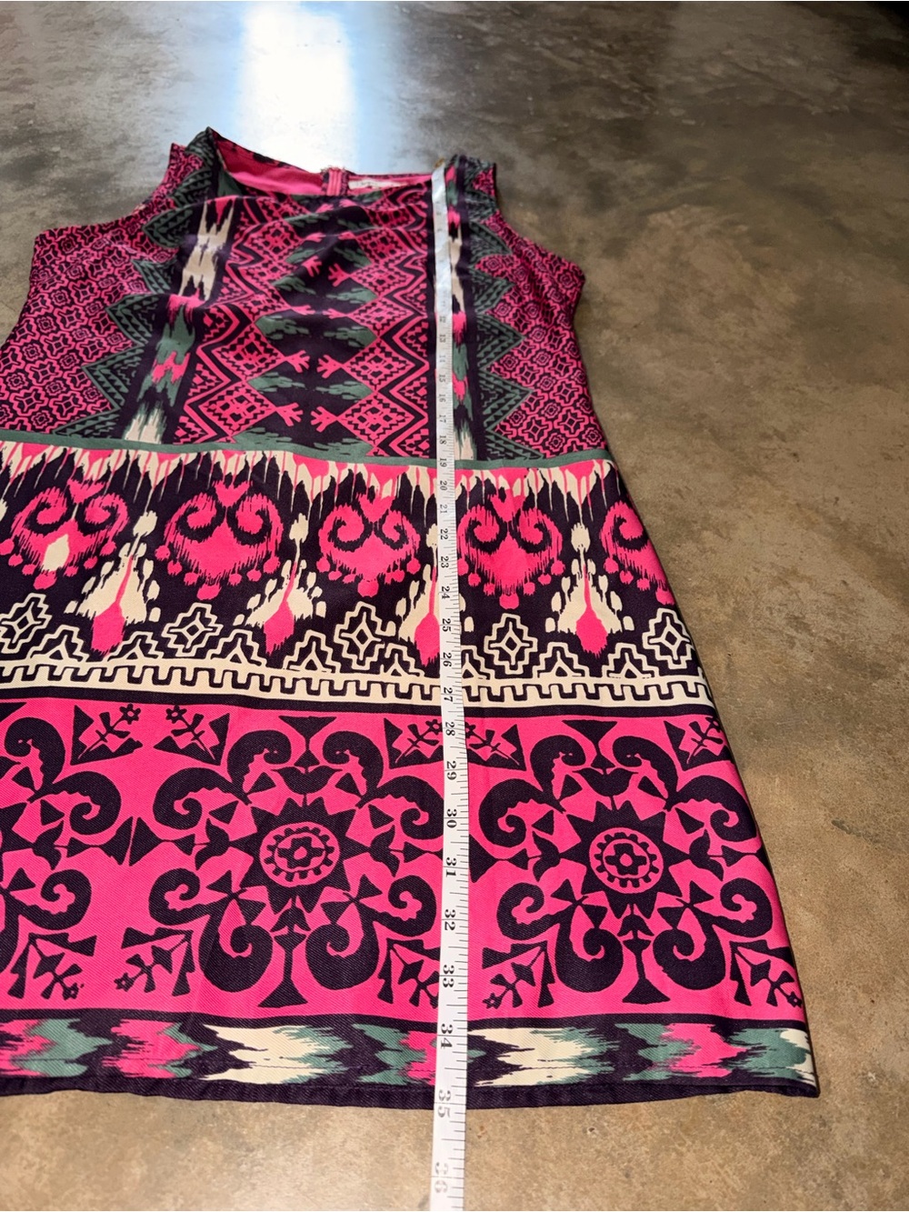 Umgee Pink Southwestern Print Sleeveless Shift Dress L Boho Lined - Picture 5 of 9